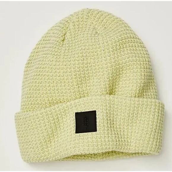 NWT Let's Race Fleece Lined Recycled Yarn Beanie at Free People in Dandelion - Picture 1 of 4